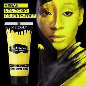 Model with MEICOLY Yellow Face Body Paint for Halloween