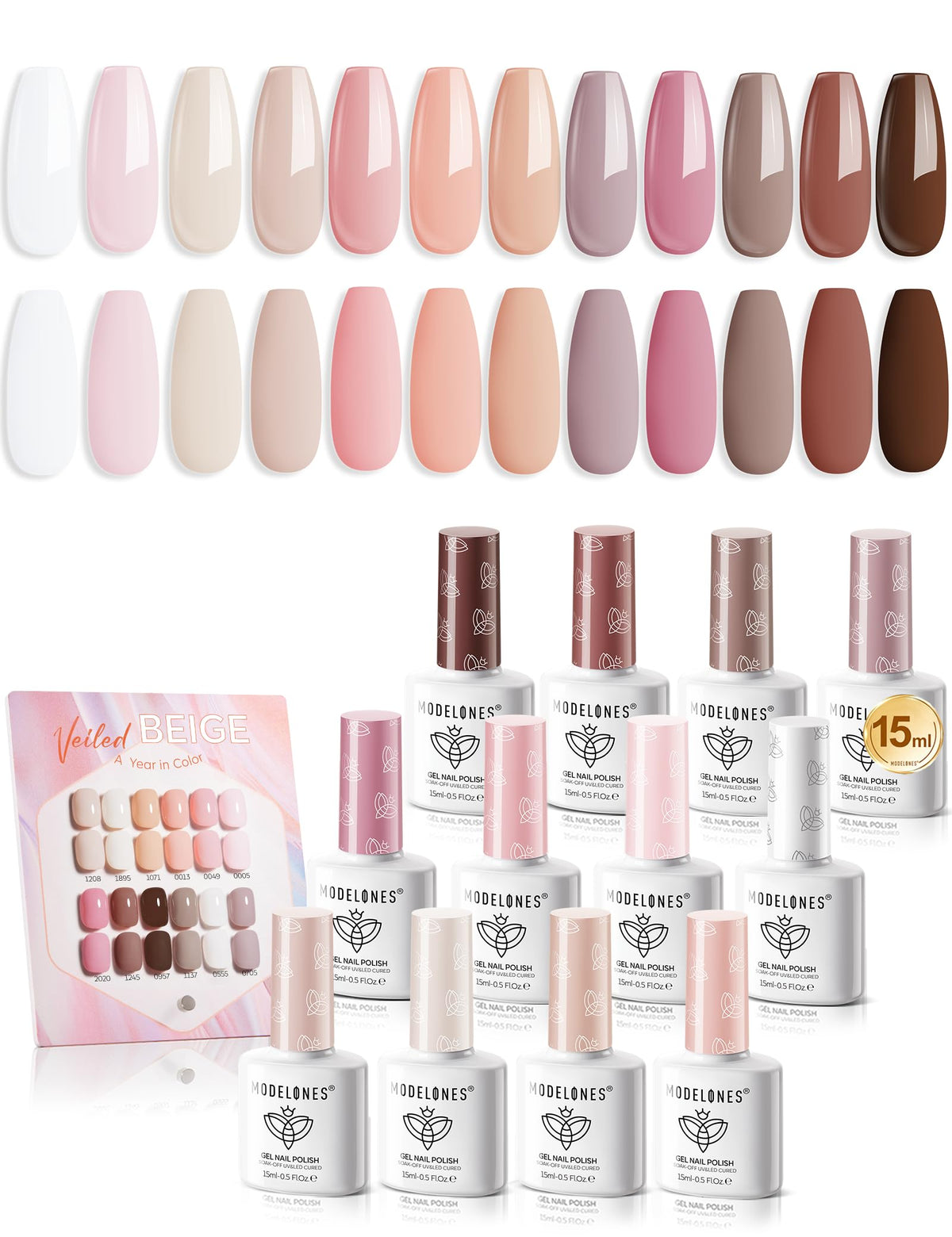 modelones 12Pcs Gel Nail Polish Set with 15ml bottles