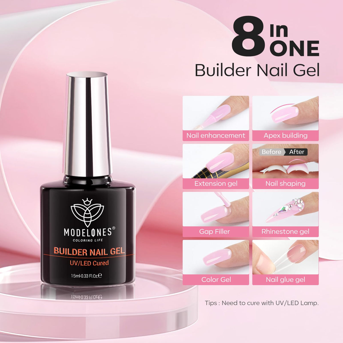 modelones 15 ml Shiny Top Coat bottle