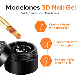 modelones 3D Nail Gel Kit showing clear gel and brush