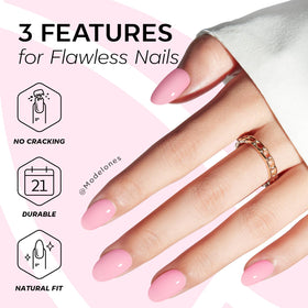 modelones Baby Pink Short Press on Nails displayed with a mini nail file