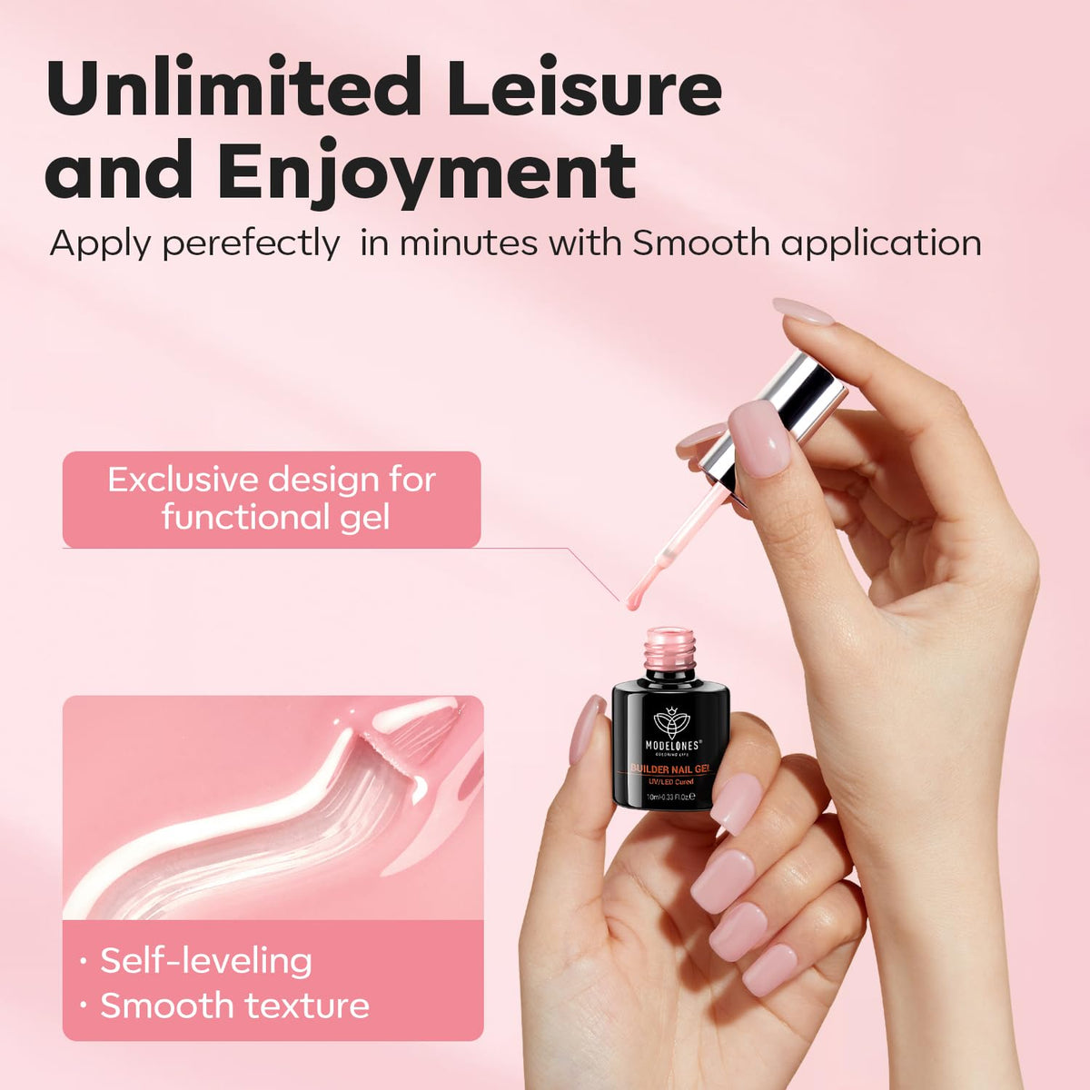 modelones Base Coat Builder Nail Gel brush for application