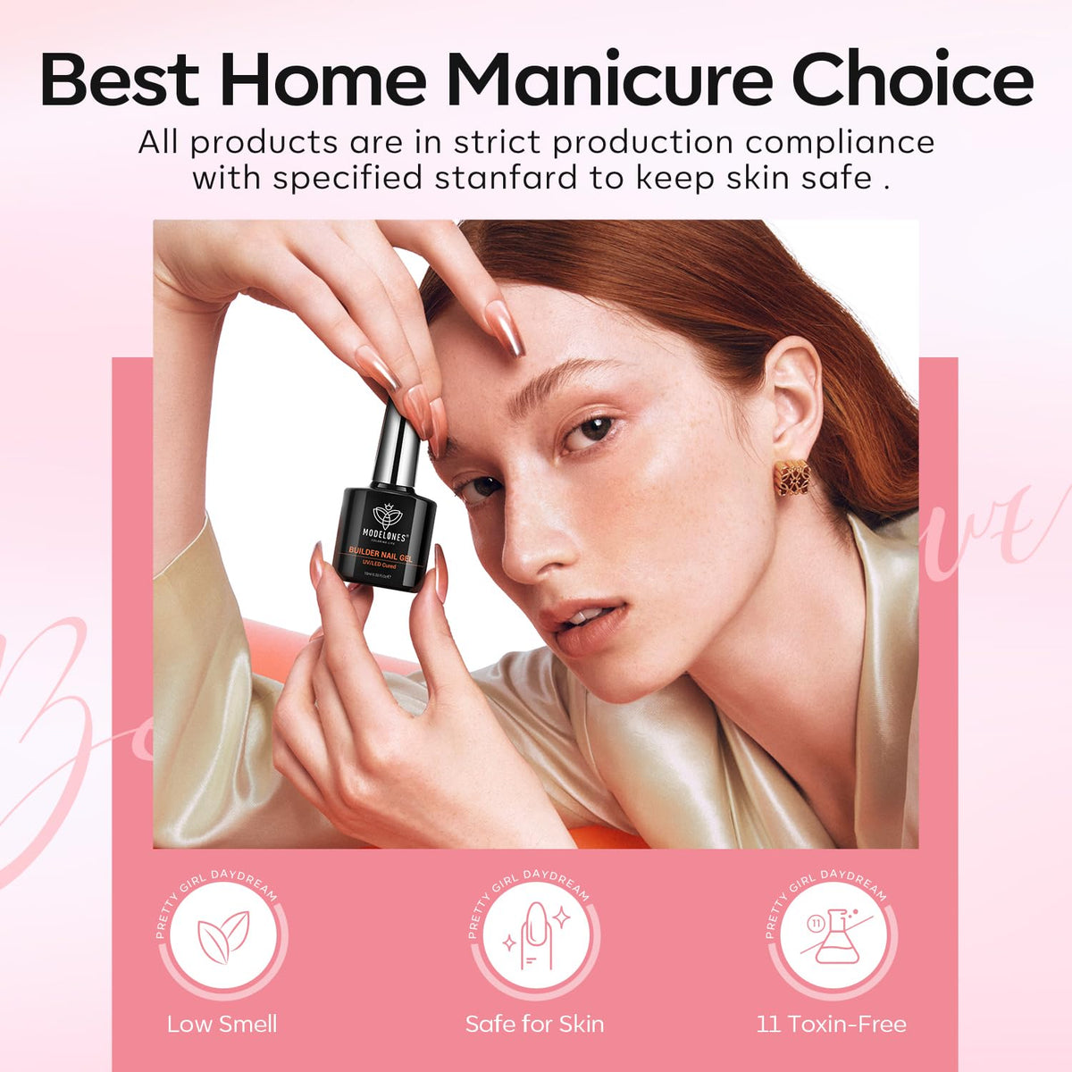 modelones Base Coat Builder Nail Gel on natural nails
