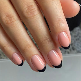 modelones Black French Tip Press On Nails set with 32 pieces