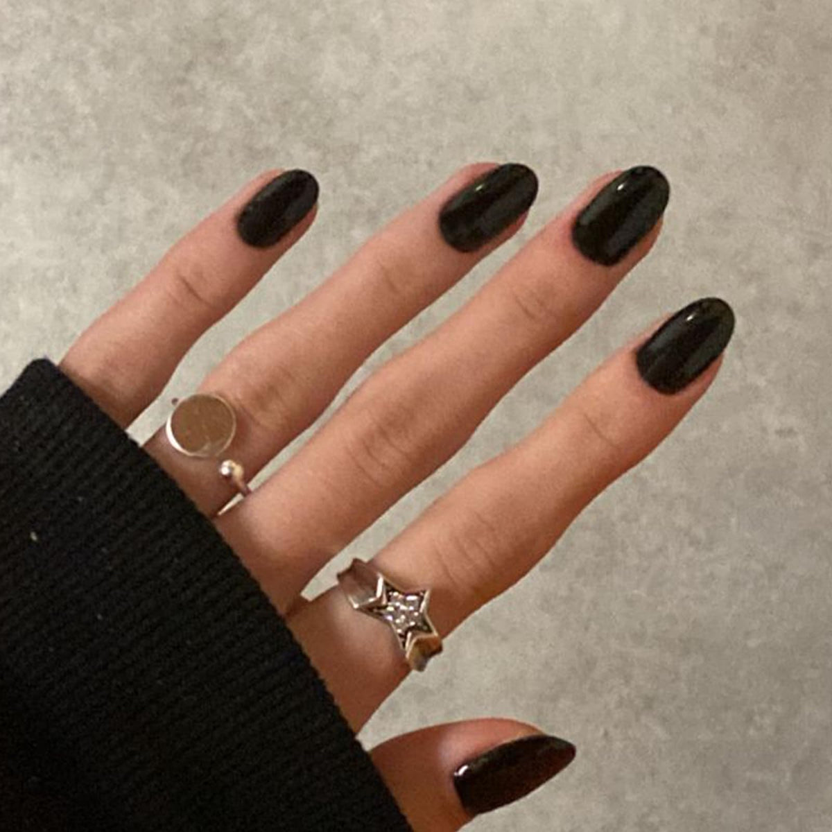 modelones Black Short Press on Nails with nail glue and accessories
