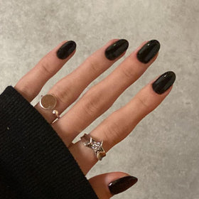 modelones Black Short Press on Nails with nail glue and accessories