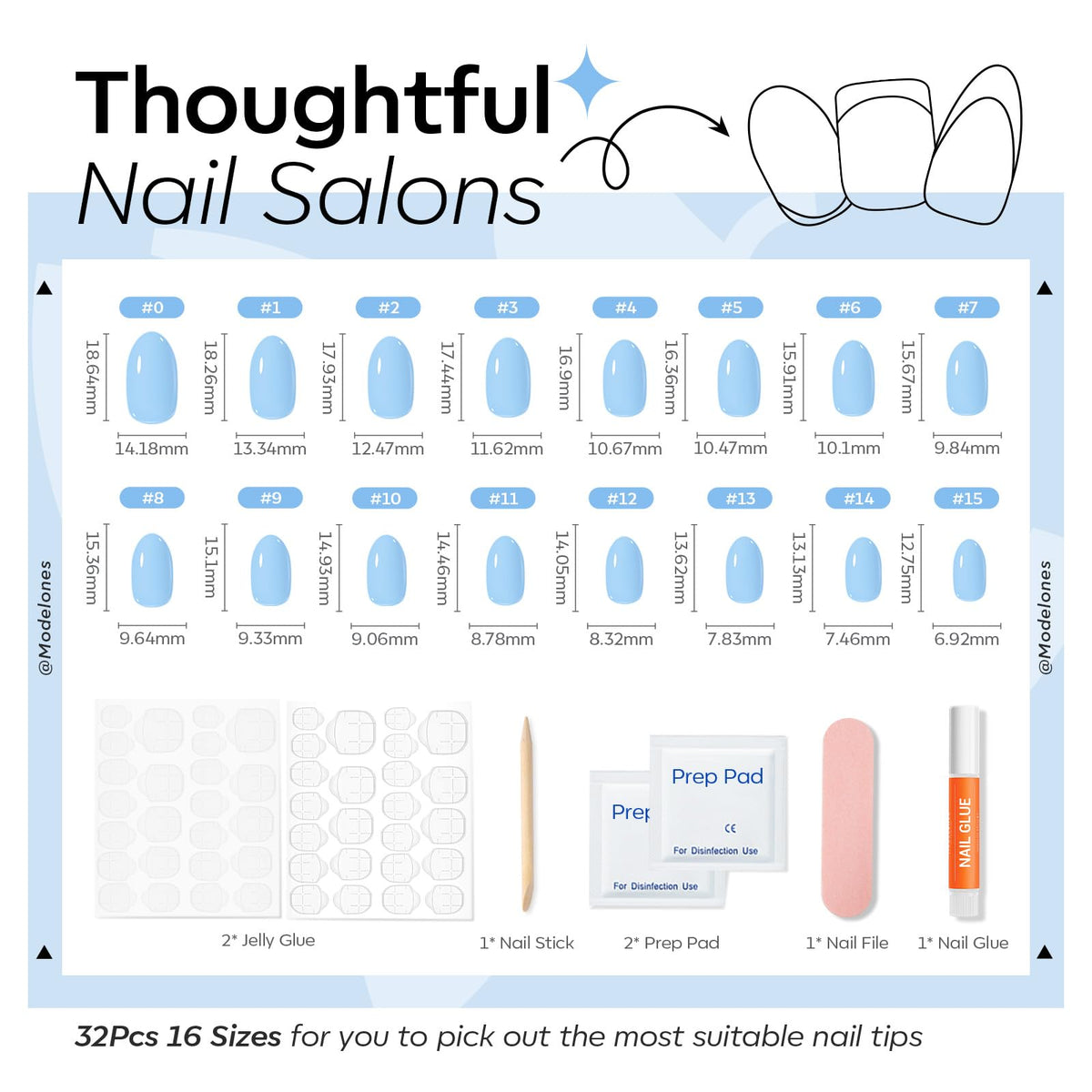 modelones Blue Short Press on Nails in a lifestyle setting