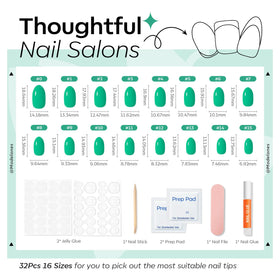 modelones Bright Green Short Press on Nails close-up showing texture