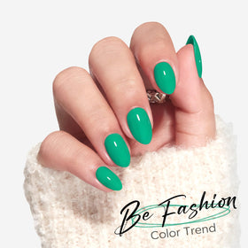 modelones Bright Green Short Press on Nails with included nail glue and file