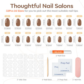 modelones Brown Press On Nails with nail glue and adhesive tabs