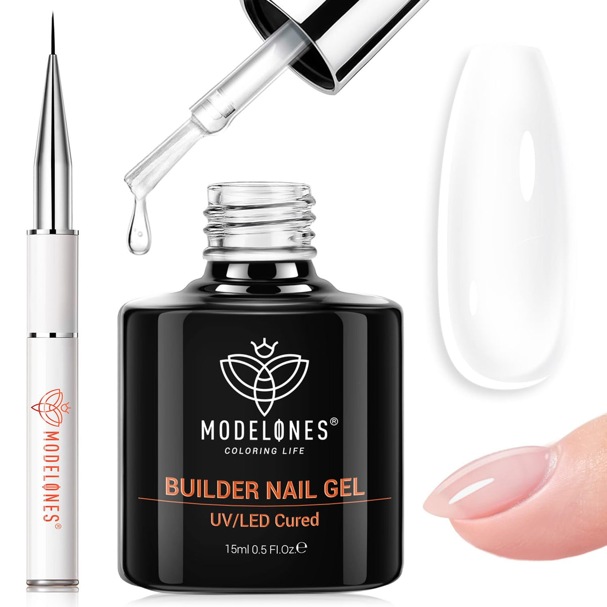 modelones Builder Nail Gel 15ml clear gel front view