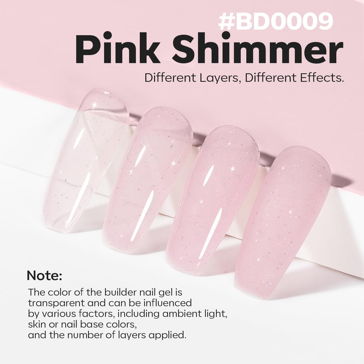 modelones Builder Nail Gel 8-in-1 Nude Pink Shimmer application on nails