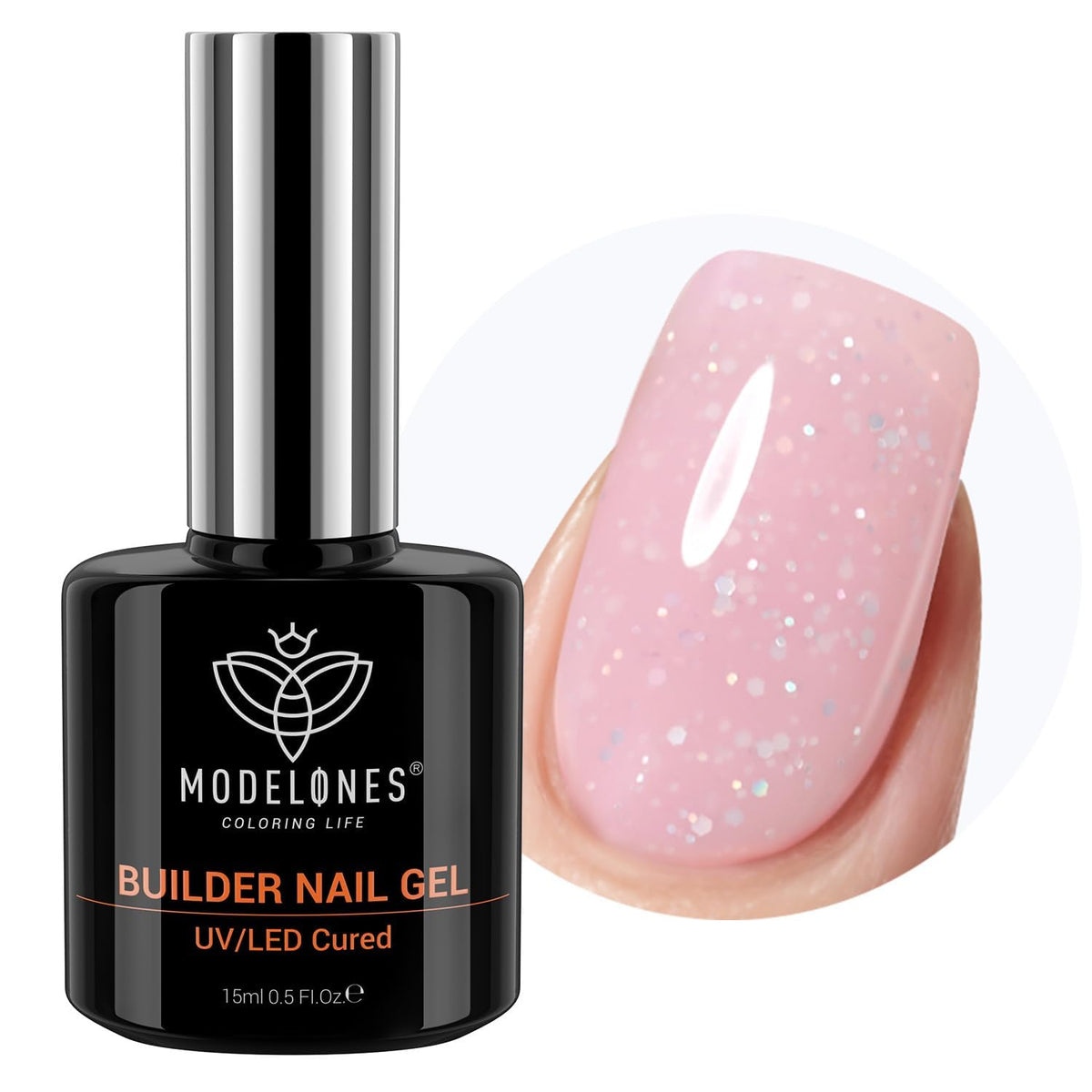 modelones Builder Nail Gel 8-in-1 Nude Pink Shimmer front view
