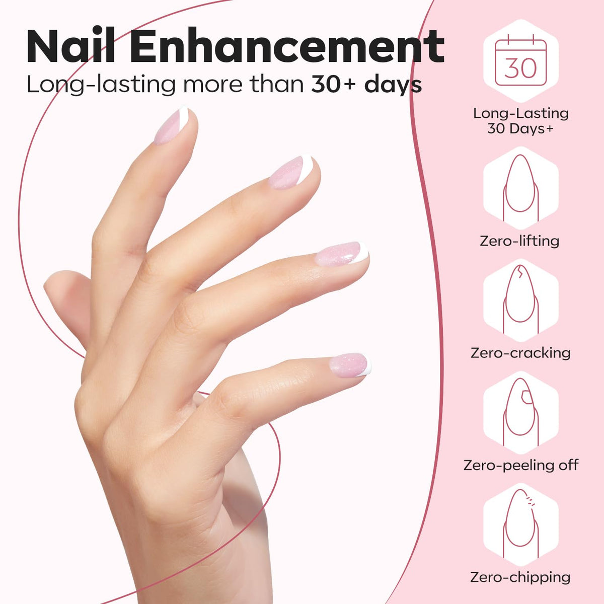 modelones Builder Nail Gel 8-in-1 Nude Pink Shimmer with nail tips