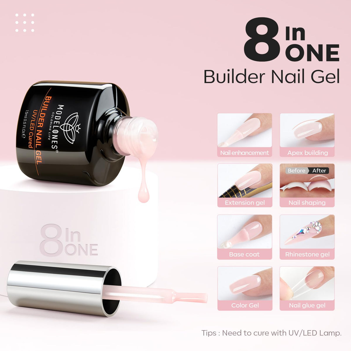 modelones Builder Nail Gel 8-in-One Cover Nude packaging