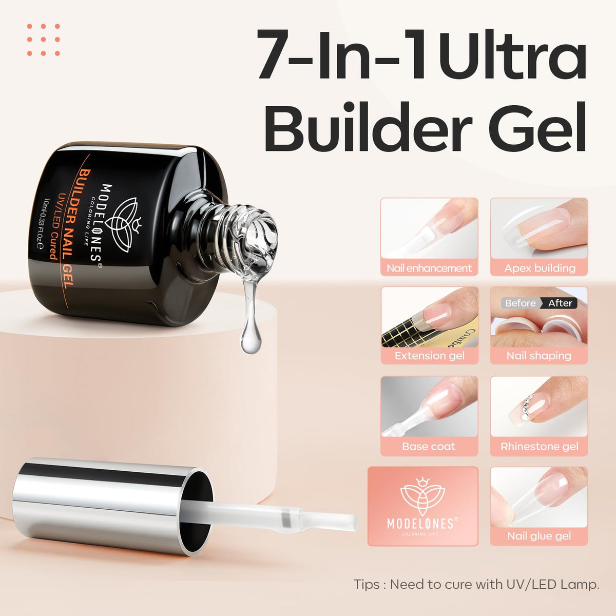 modelones Builder Nail Gel application brush close-up