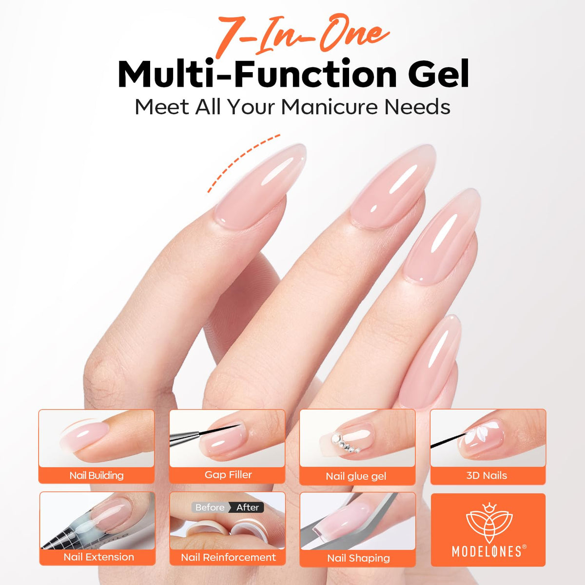 modelones Builder Nail Gel application on nails