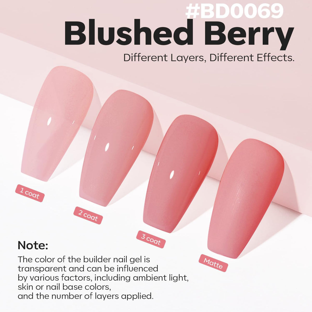modelones Builder Nail Gel Blush Berry on nails
