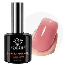modelones Builder Nail Gel Blush Berry with nail art decorations