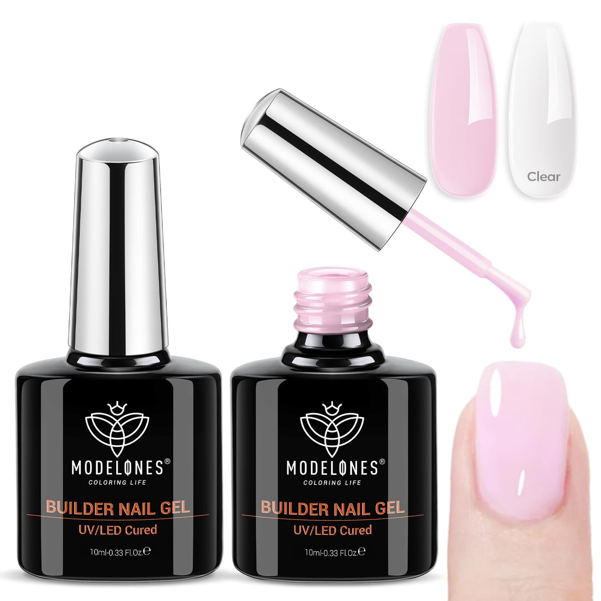 modelones Builder Nail Gel clear base coat 10ml front view
