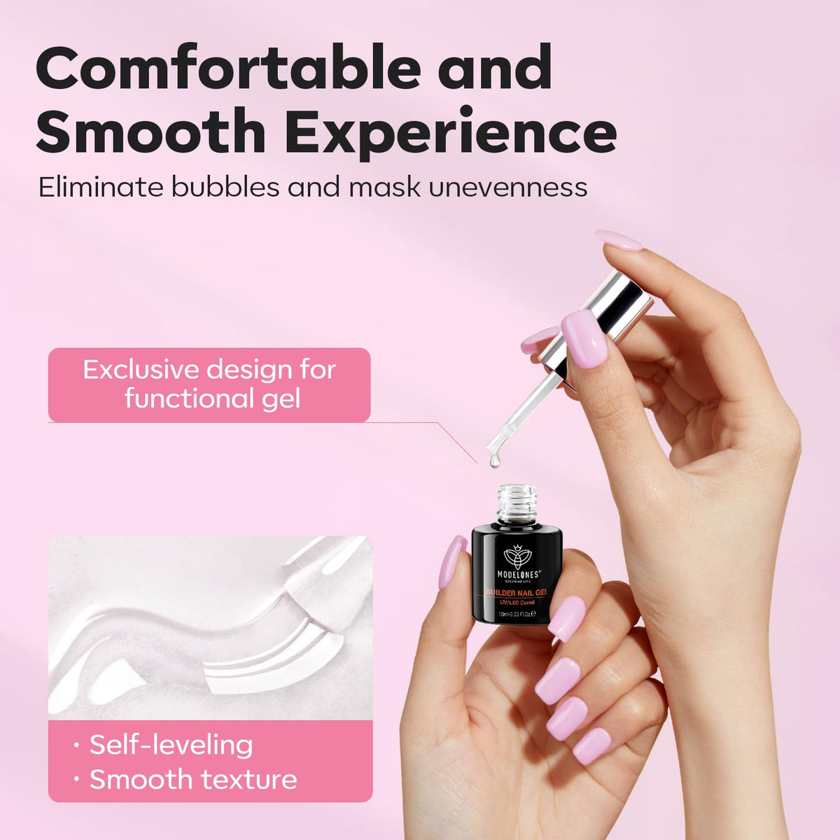 modelones Builder Nail Gel clear base coat texture