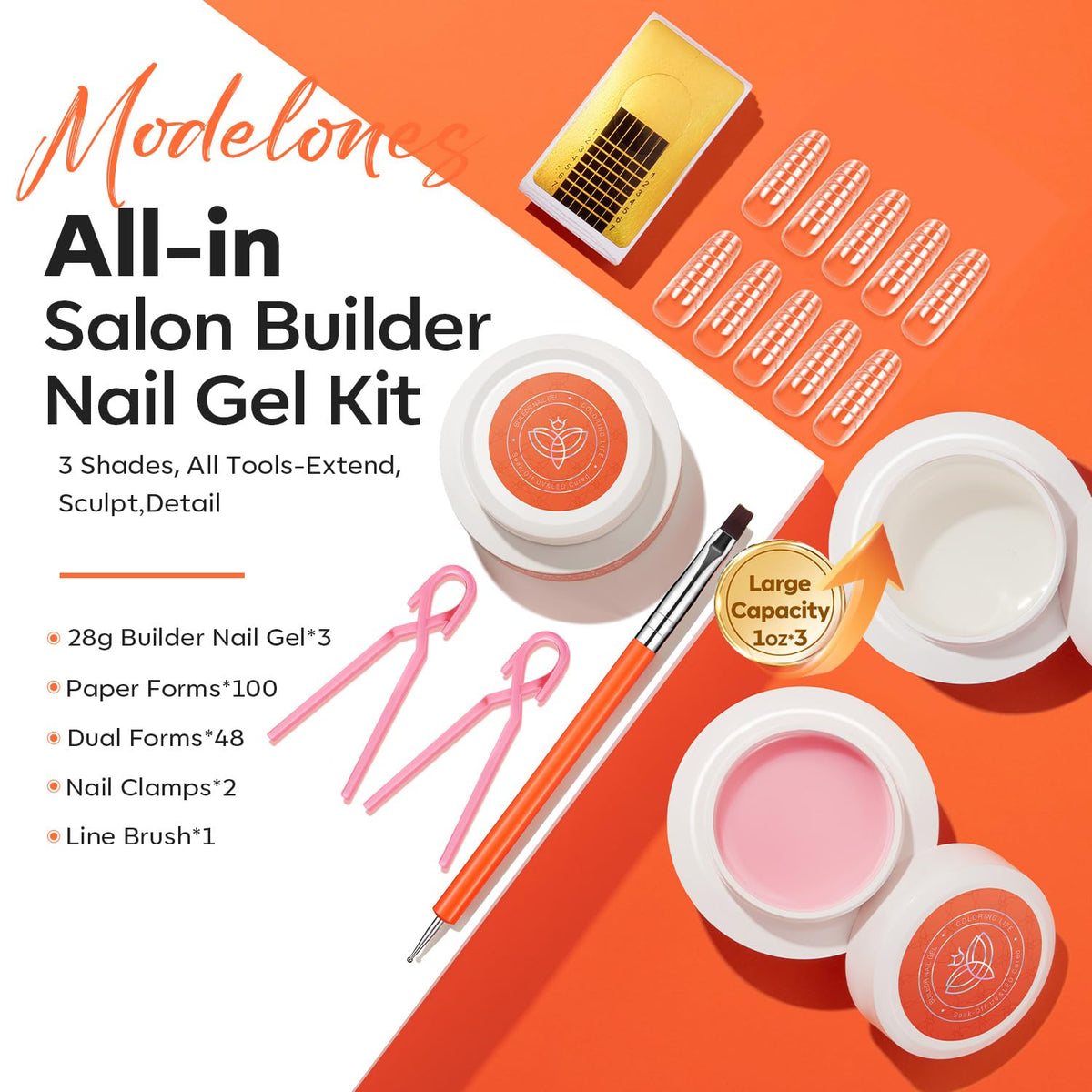 modelones Builder Nail Gel clear jar front view