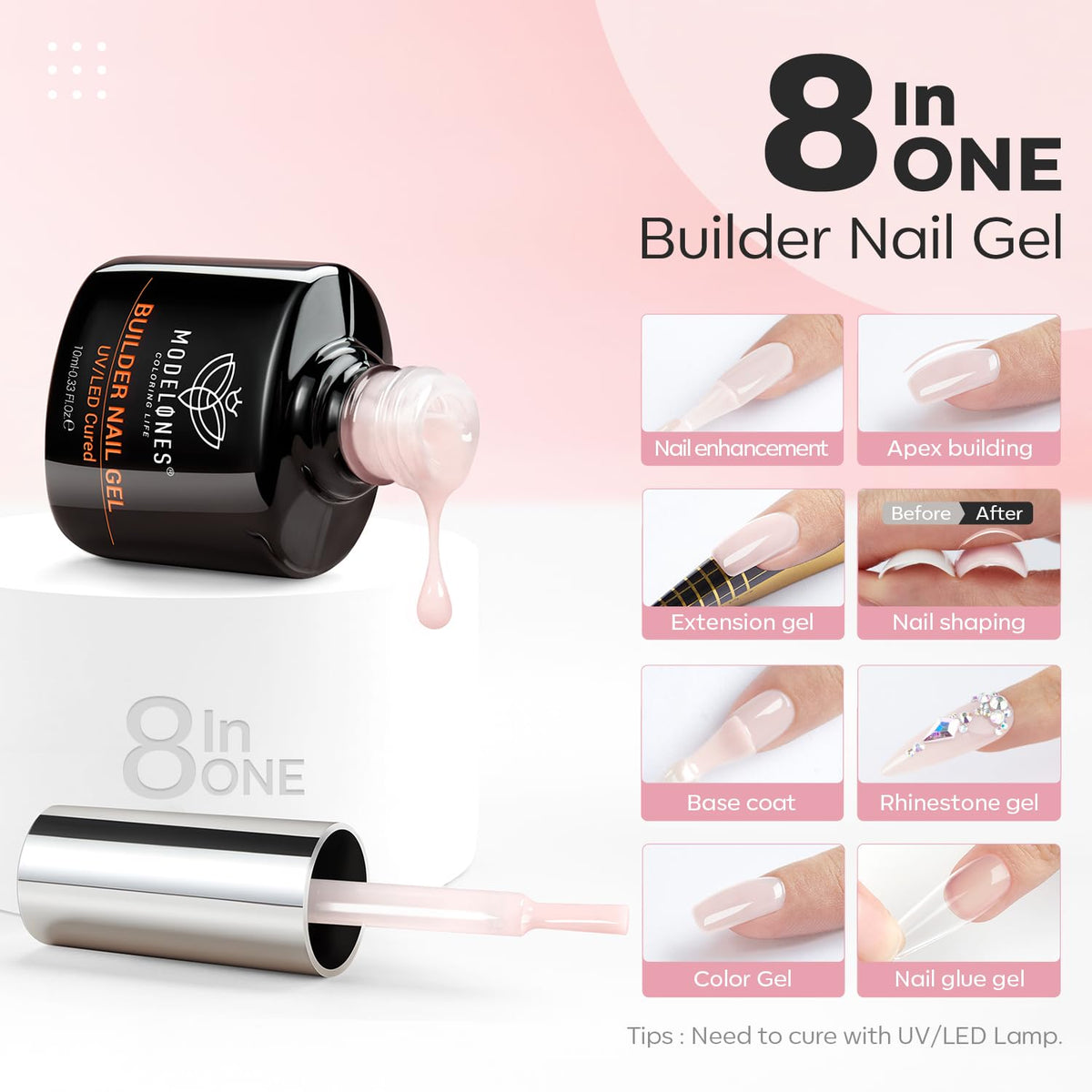modelones Builder Nail Gel cover nude bottle front view