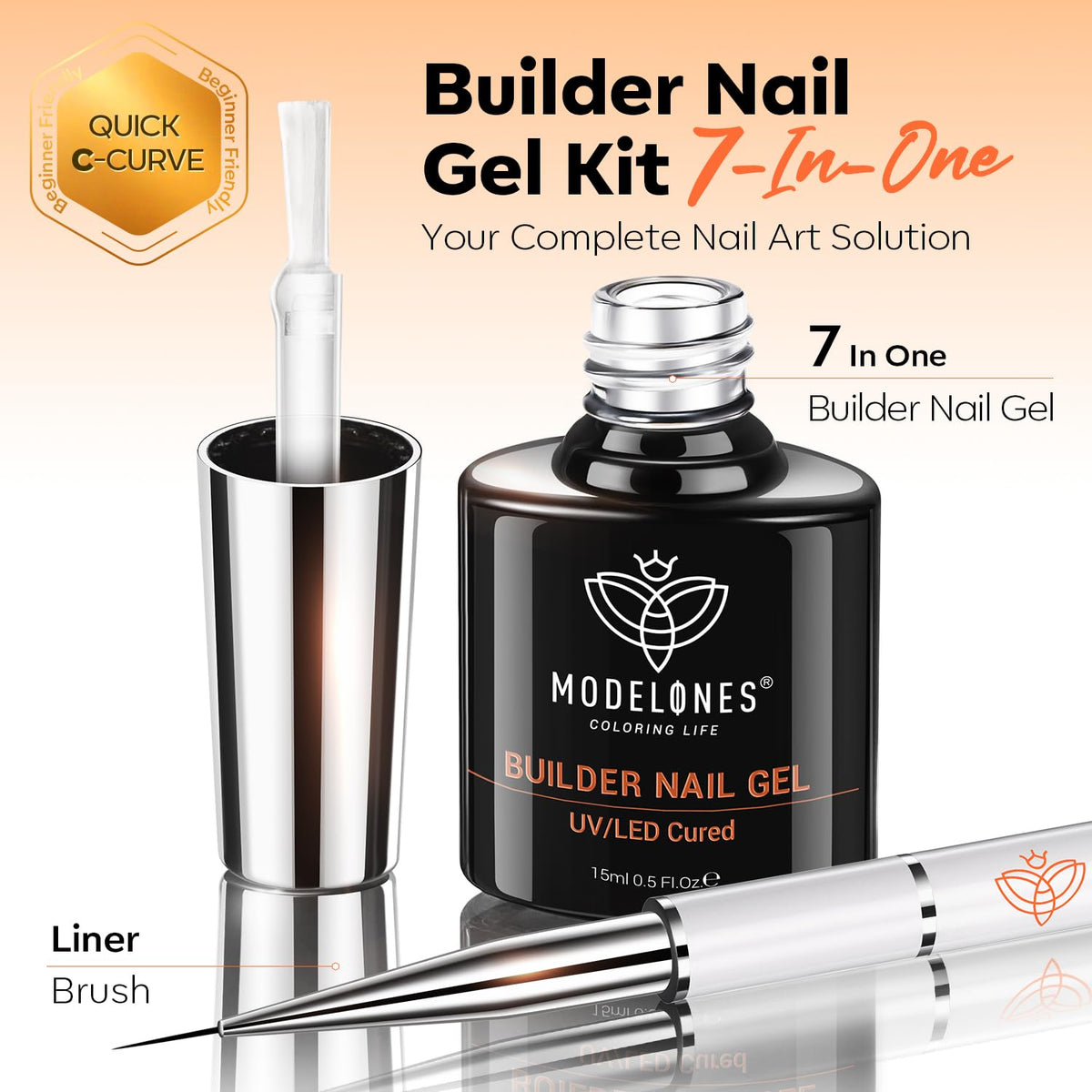 modelones Builder Nail Gel in use with UV lamp