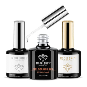 modelones Builder Nail Gel Kit with 15 ml Clear Builder Gel and Shiny Top Coat