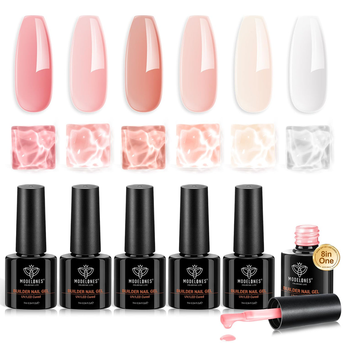 modelones Builder Nail Set 8-in-One Jelly Nude Gel Polish front view