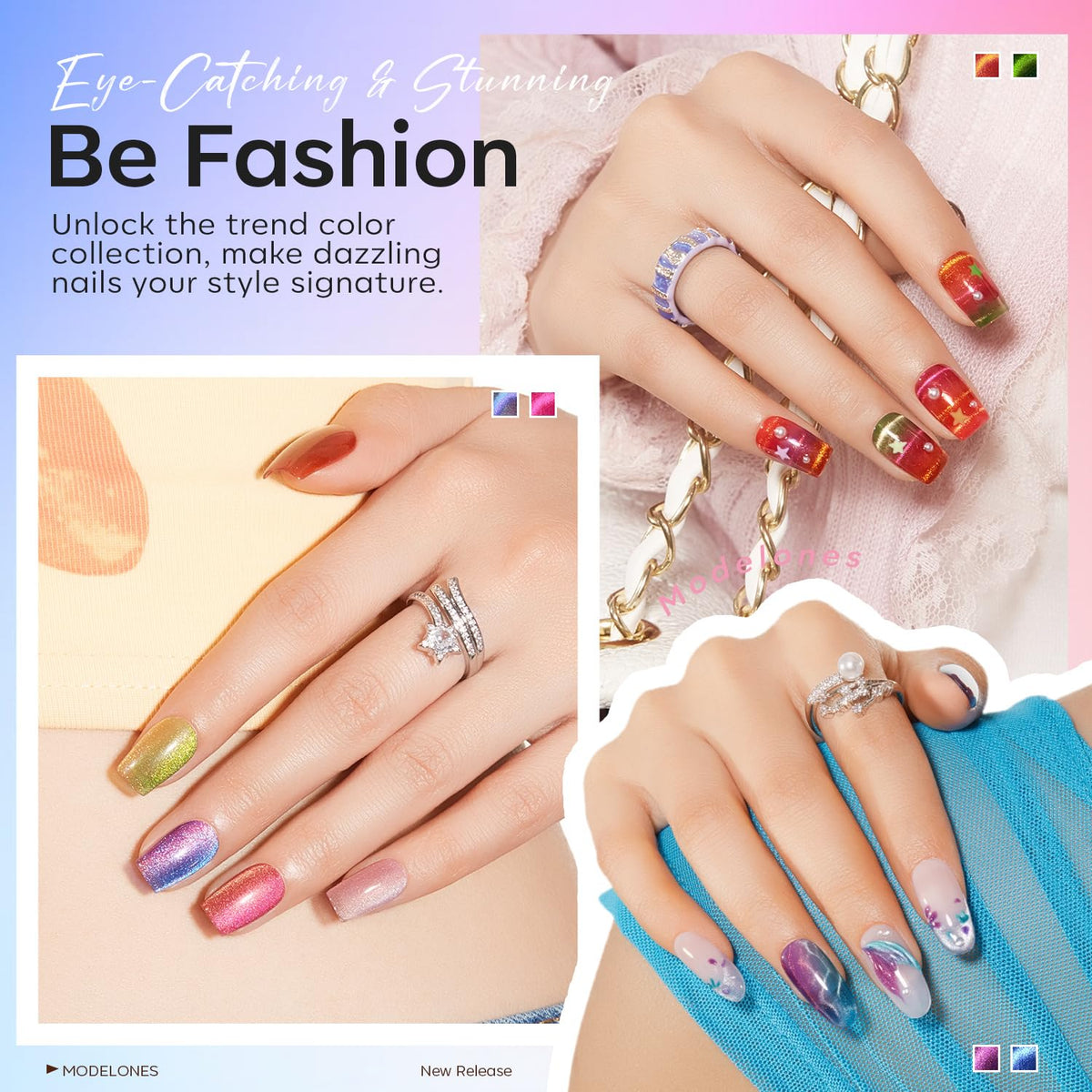 modelones Cat Eye Gel Nail Polish glossy finish on nails