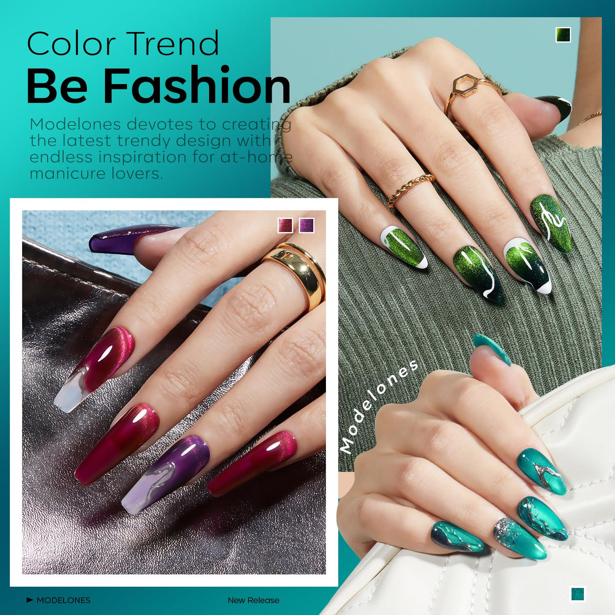 modelones Cat Eye Gel Nail Polish Green shade bottle