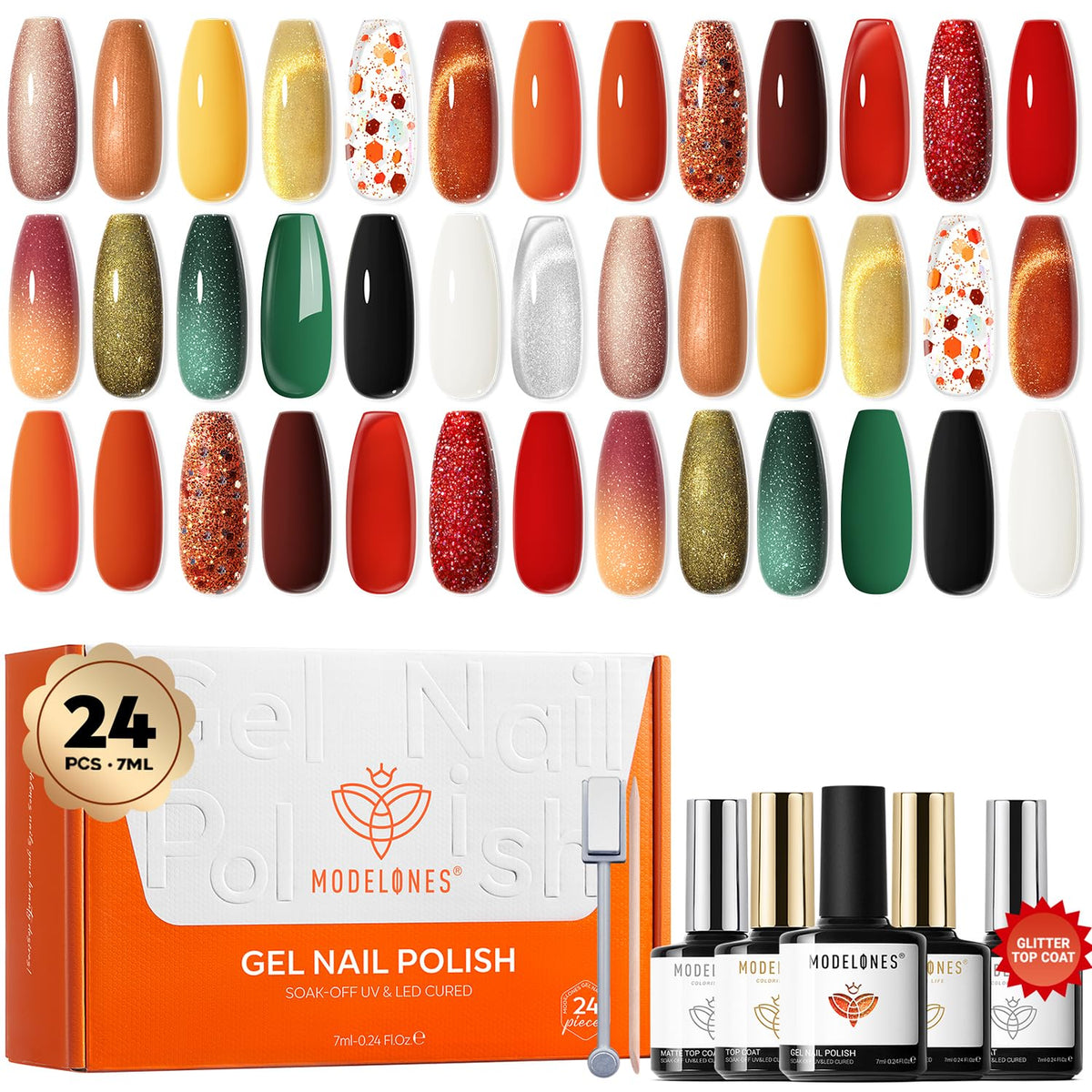 modelones Cat Eye Gel Nail Polish Set 24PCS front view