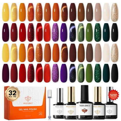 modelones Cat Eye Gel Nail Polish Set 28 colours with top coats front view