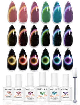 modelones Cat Eye Gel Nail Polish Set with 6 colours and magnet