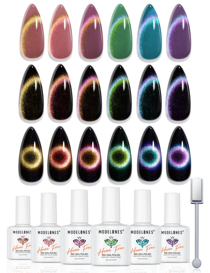modelones Cat Eye Gel Nail Polish Set with 6 colours and magnet