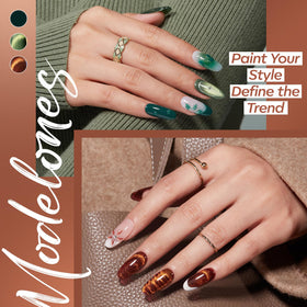 modelones Cat Eye Gel Nail Polish set with glossy and matte top coats