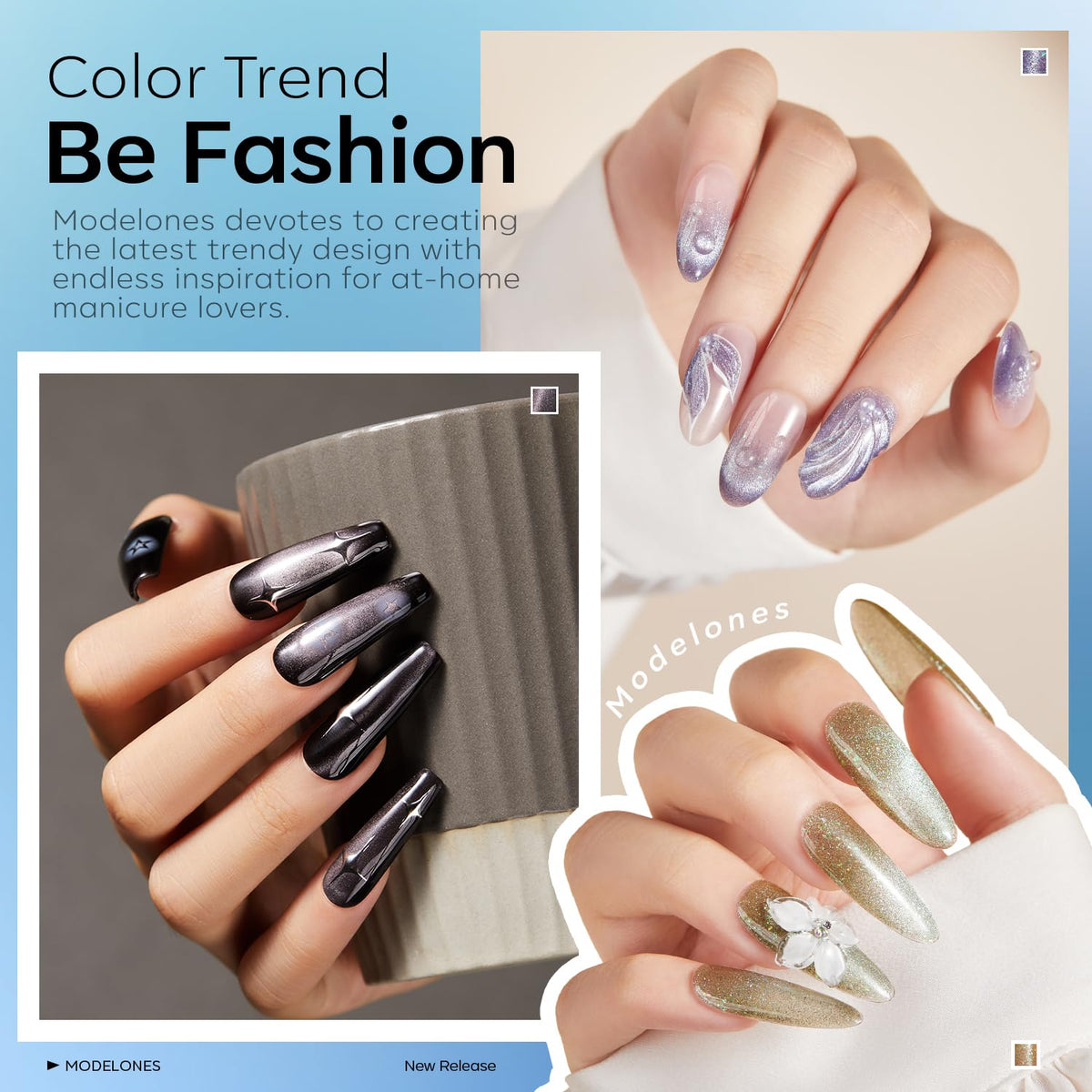 modelones Cat Eye Gel Nail Polish Set with purple and black colours