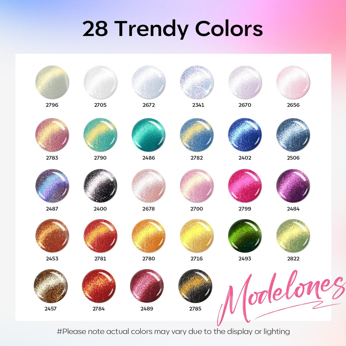 modelones Cat Eye Gel Nail Polish vibrant colours displayed in kit