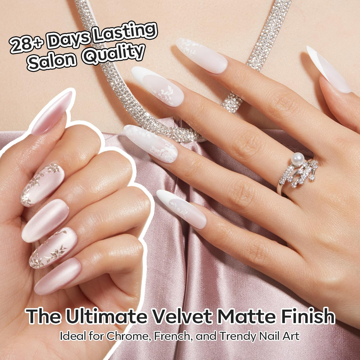 modelones Chrome Proof Matte Gel Top Coat application on nails
