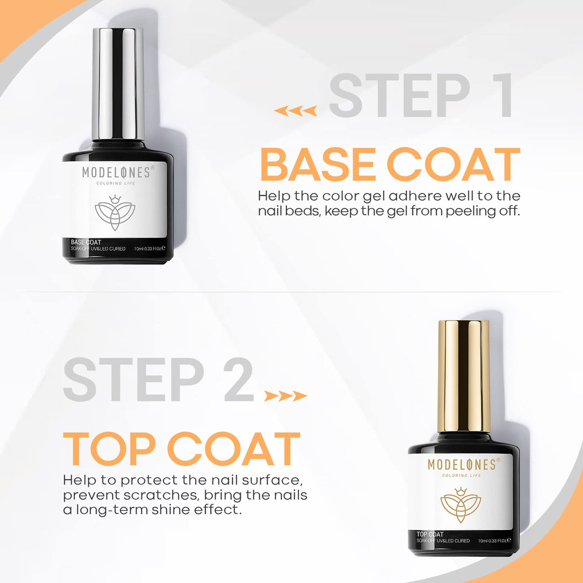 modelones Clear Gel Nail Polish Set with applied nails