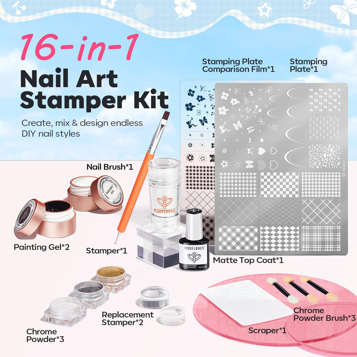 modelones dual-ended nail art brush for detailed designs