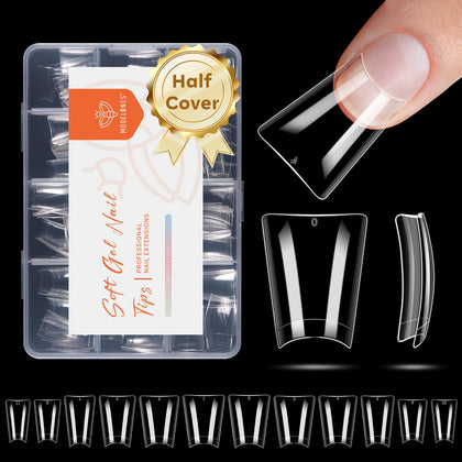modelones Duck Nail Tips Short Flare front view with various sizes