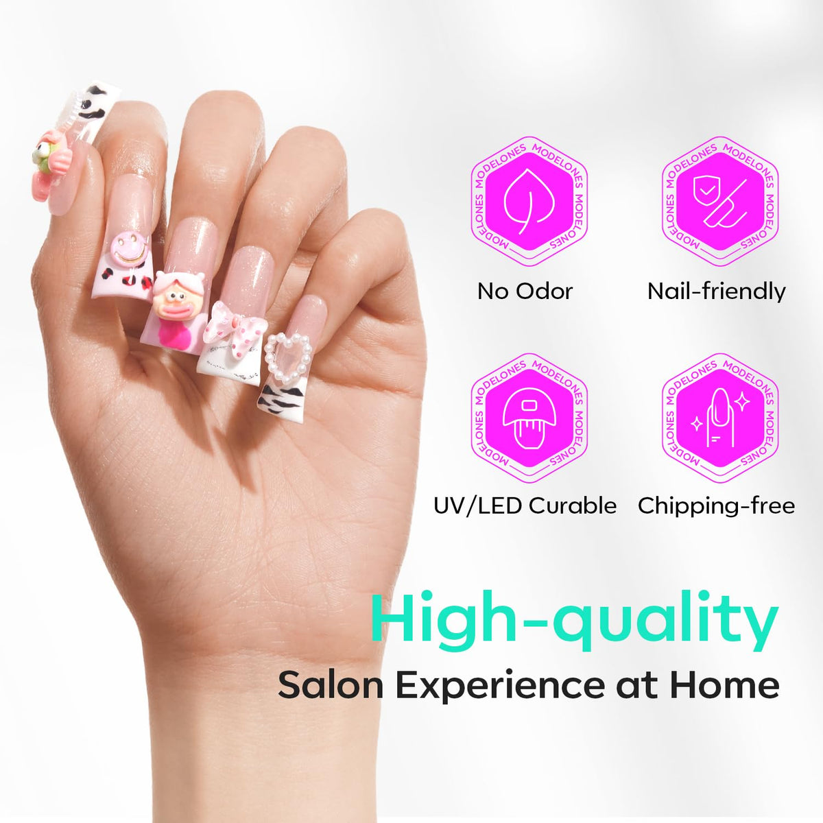 modelones Duck Nail Tips Short Flare in use on nails