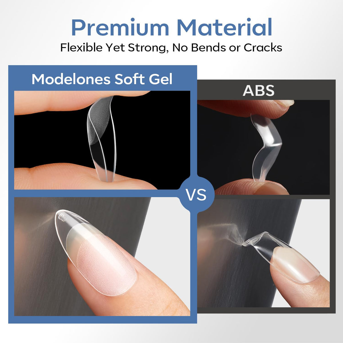 Modelones Extra Short Almond Nail Tips in a nail salon setting