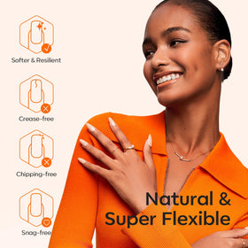 modelones Extra Short Almond Nail Tips in a salon setting