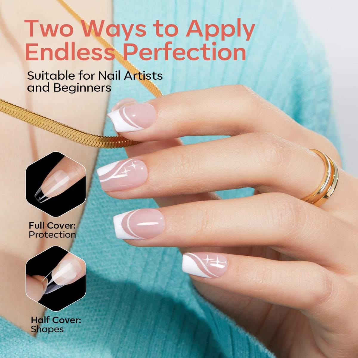 modelones Extra Short Coffin Nail Tips application process