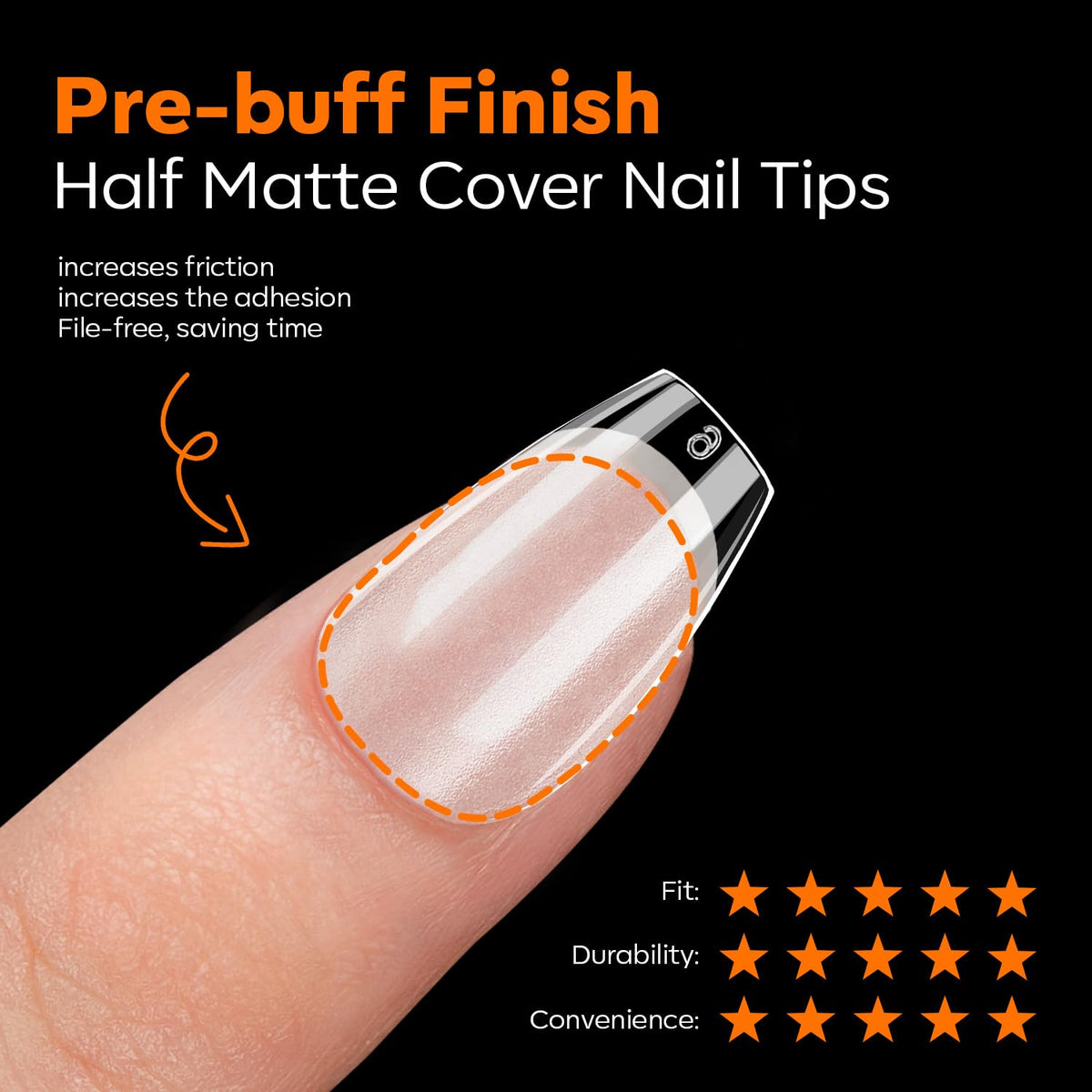 modelones Extra Short Coffin Nail Tips displayed on a manicure table