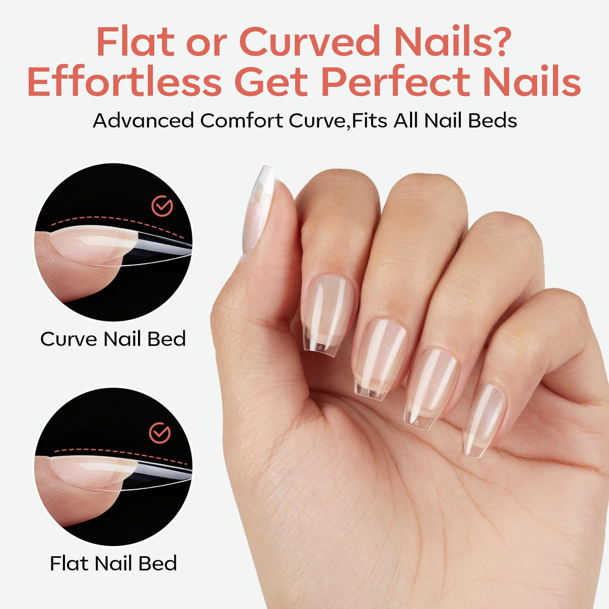 modelones Extra Short Coffin Nail Tips on hands