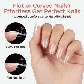 modelones Extra Short Coffin Nail Tips on hands